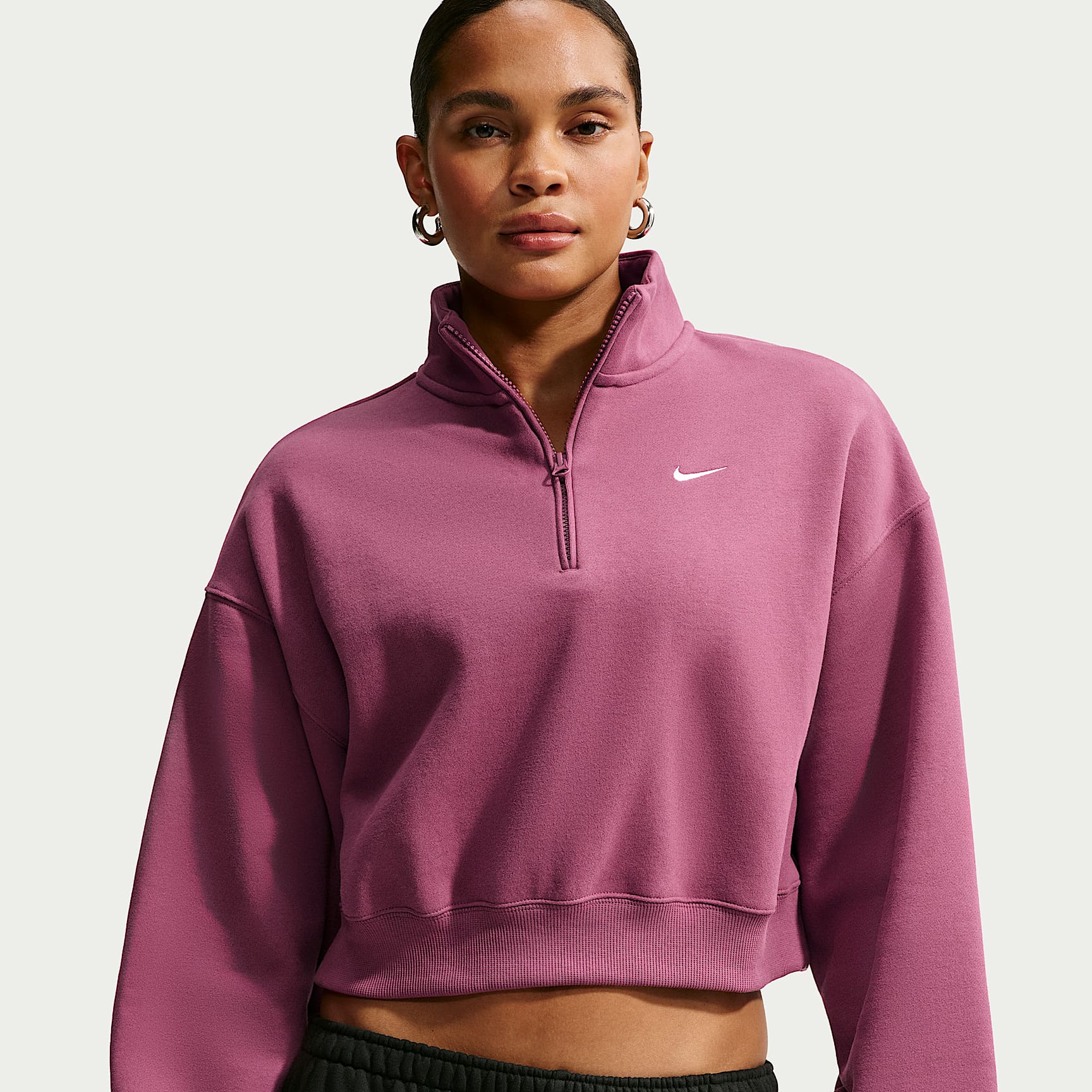 Nike Studio Fleece Medium Weight Women's Oversized 1/4-Zip Cropped